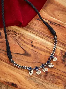 Fabindia Silver-Toned & Black Silver Necklace
