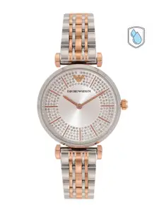Emporio Armani Women Embellished Dial & Stainless Steel Bracelet Style Watch AR11537