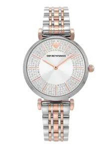 Emporio Armani Women Embellished Dial & Stainless Steel Bracelet Style Watch AR11537