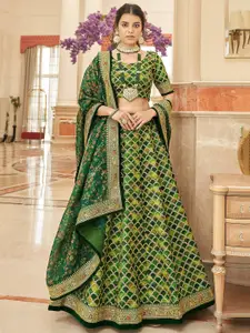 FABPIXEL Embroidered Semi-Stitched Lehenga & Unstitched Blouse With Dupatta