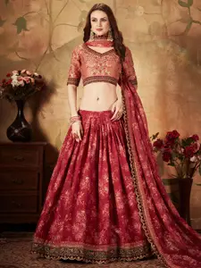 FABPIXEL Embroidered Semi-Stitched Lehenga & Unstitched Blouse With Dupatta