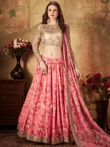 FABPIXEL Embroidered Semi-Stitched Lehenga & Unstitched Blouse With Dupatta