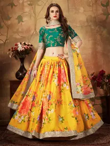 FABPIXEL Embroidered Semi-Stitched Lehenga & Unstitched Blouse With Dupatta