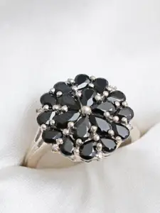 HIFLYER JEWELS Sterling Silver Stone Studded Finger Ring