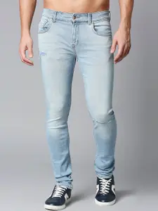 SPYKAR Men Slim Fit Low-Rise Mildly Distressed Light Fade Stretchable Cotton Jeans