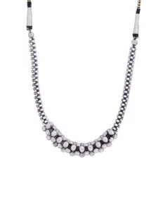 ahilya Silver-Toned & Black Sterling Silver Necklace