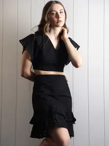 RAREISM Self-Designed Pure Cotton A-Line Above-Knee Skirt