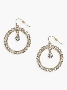 Boohoo Women Stones Studded Circular Drop Earrings