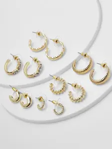 Boohoo Women Set Of 6 Circular Half Hoop Earrings