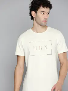 HRX by Hrithik Roshan Brand Logo Print Pure Cotton Yoga T-shirt