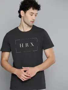 HRX by Hrithik Roshan Brand Logo Print Pure Cotton Yoga T-shirt