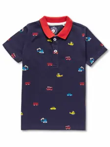 JusCubs Boys Conversational Printed Polo Collar Pure Cotton T-shirt