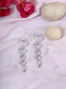 Kazo Silver-Plated Heart Shaped Drop Earrings