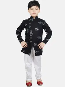 SG YUVRAJ Boys Floral Printed Mandarin Collar Kurta with Trousers