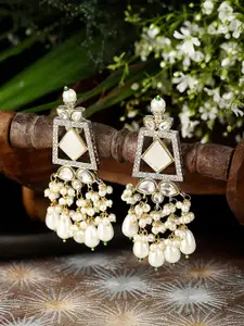 XAGO Gold-Plated Contemporary Beaded Drop Earrings
