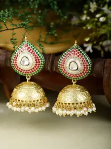 XAGO Gold-Plated Dome Shaped Jhumkas Earrings