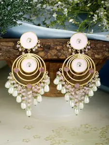 XAGO Gold Plated Contemporary Pearl Beaded Drop Earrings
