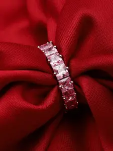 VOGUE PANASH Silver-Plated Stone Studded Finger Ring