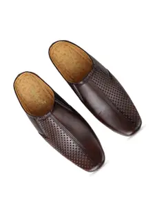 HikBi Men Textured Leather Formal Slip-Ons