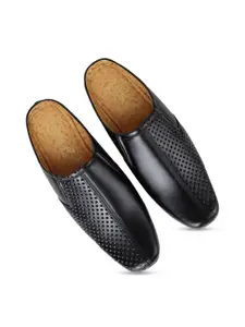 HikBi Men Textured Leather Formal Slip-Ons