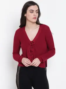 FOREVER 21 Women Maroon Solid Sweater
