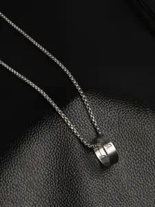 The Bro Code Men Silver-Plated Ring Hanging Charm Pendant Necklace