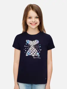 Gini and Jony Infant Girls Round Neck Graphic Printed Cotton Top