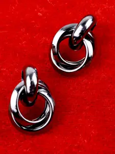 VAGHBHATT Silver-Plated Geometric Drop Earrings