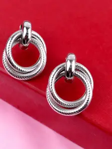 VAGHBHATT Silver-Plated Circular Shaped Drop Earrings