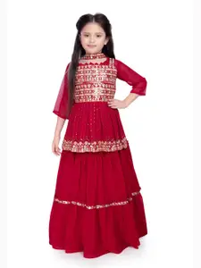 Tiny Kingdom Girls Embroidered Sequinned Ready to Wear Lehenga & Blouse With Dupatta