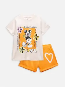 Nap Chief Girls Mickey Mouse Disney Printed T-shirt With Shorts