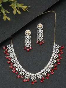 YouBella Gold-Plated AD Stone-Studded  Necklace & Earrings Set