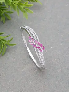 YouBella Silver-Plated American Diamond Studded Bangle-Style Bracelet