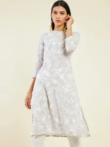 Soch Floral Printed Band Collar Kurta