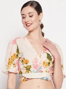 Madame Women Printed Crop Tie-Up Shrug