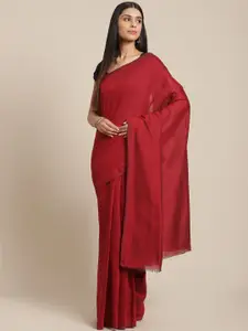 Laa Calcutta Maroon Cotton Blend Saree