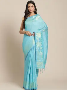 Laa Calcutta Floral Woven Design Zari Silk Cotton Saree