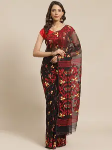 Laa Calcutta Floral Embroidered Jamdani Saree