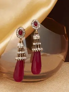 SOHI Gold-Plated Contemporary Drop Earrings