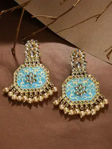 SOHI Gold-Plated Contemporary Drop Earrings