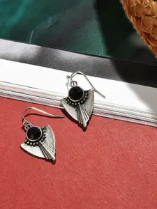 SOHI Silver-Plated Contemporary Drop Earrings