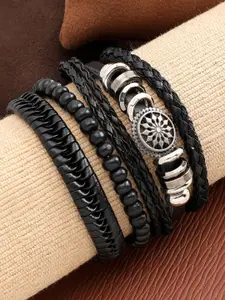 SOHI Women Set of 4 Leather Multistrand Bracelets