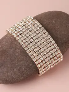 SOHI Gold-Plated Stone Studded Wraparound Bracelet