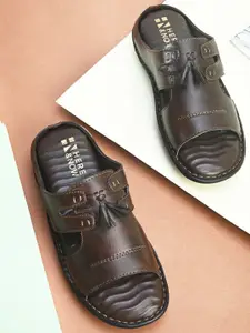 HERE&NOW Men Textured Tassel Comfort Sandals