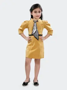 Hunny Bunny Girls Puff Sleeves Scuba A-Line Dress