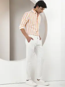 RARE RABBIT Slim Fit Vertical Stripes Striped Cotton Casual Shirt