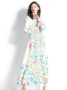 JC Collection Floral Printed Shirt Maxi Dress