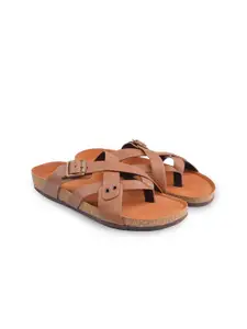 RAPAWALK Men Textured Buckle Detail Comfort Sandals