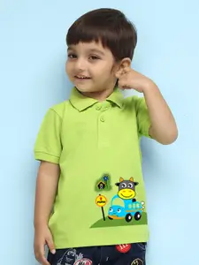 NUSYL Boys Graphic Printed Polo Collar T-shirt