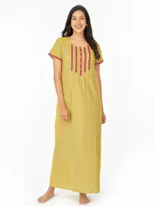 Maybell Floral Embroidered Pure Cotton Maxi Nightdress